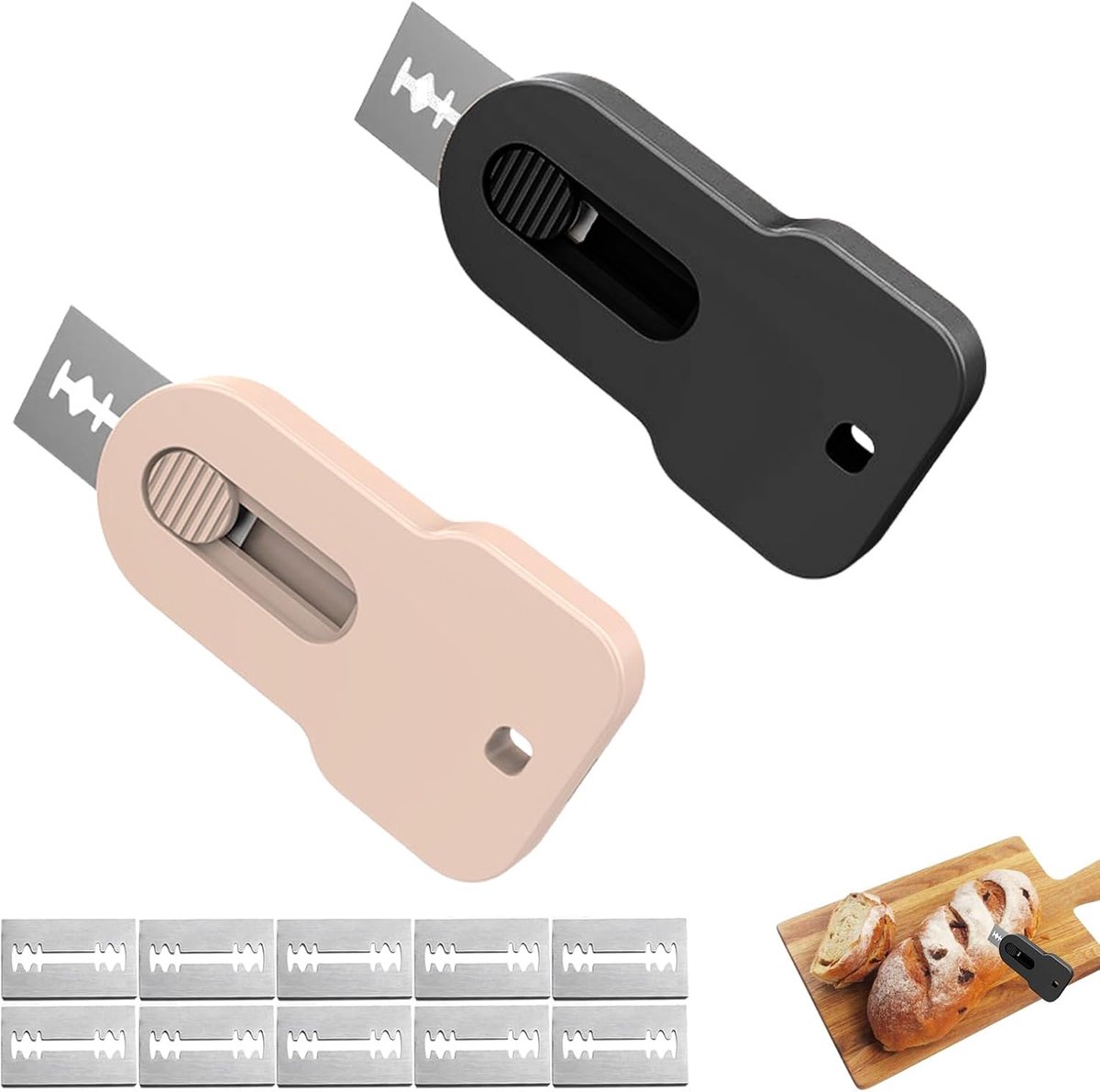 Broodmessen van roestvrij staal met 10 scheermesjes, kleine accessoires voor het bakken van brood en het maken van ontwerpen in deeg