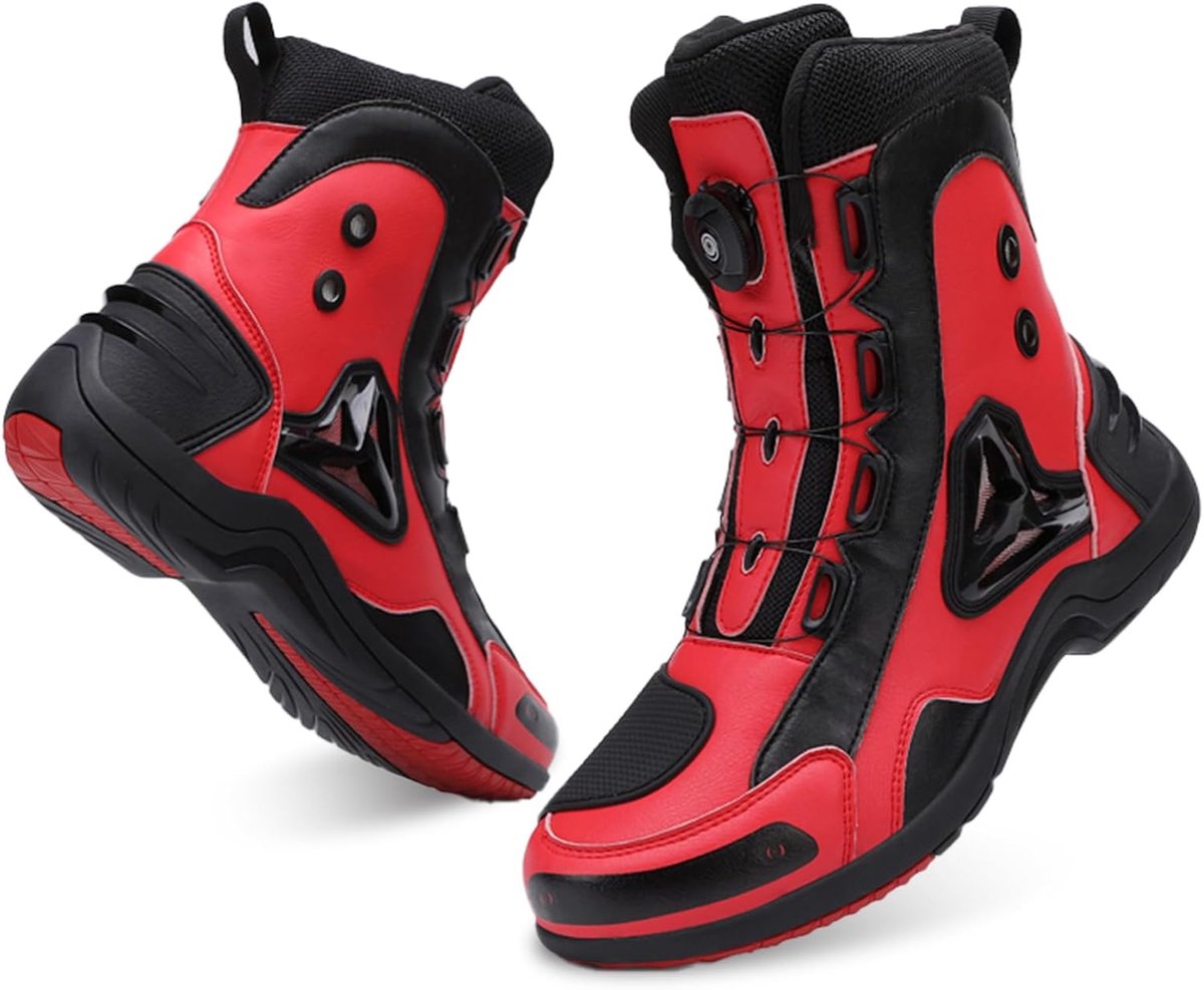 Motorfietslaarzen voor mannen-Biker Riding Boots Waterdicht met bovenop snel-CLOOT SYSTEEM ENKLE CRASH BESCHERMING Non-slip Sole Motorfietsen Cycling Shoes Racing Sports