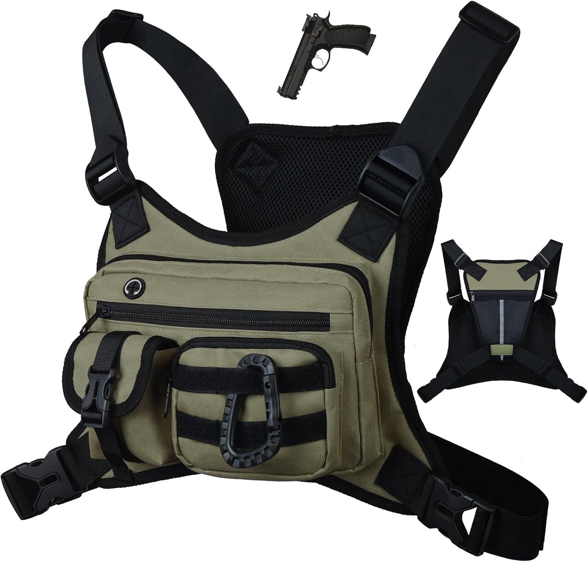 Borsttas voor mannen vrouwen, EDC Travel Chest Pack Rig, Utility Tactisch Vest voor Outdoor Workout Running Wandelen