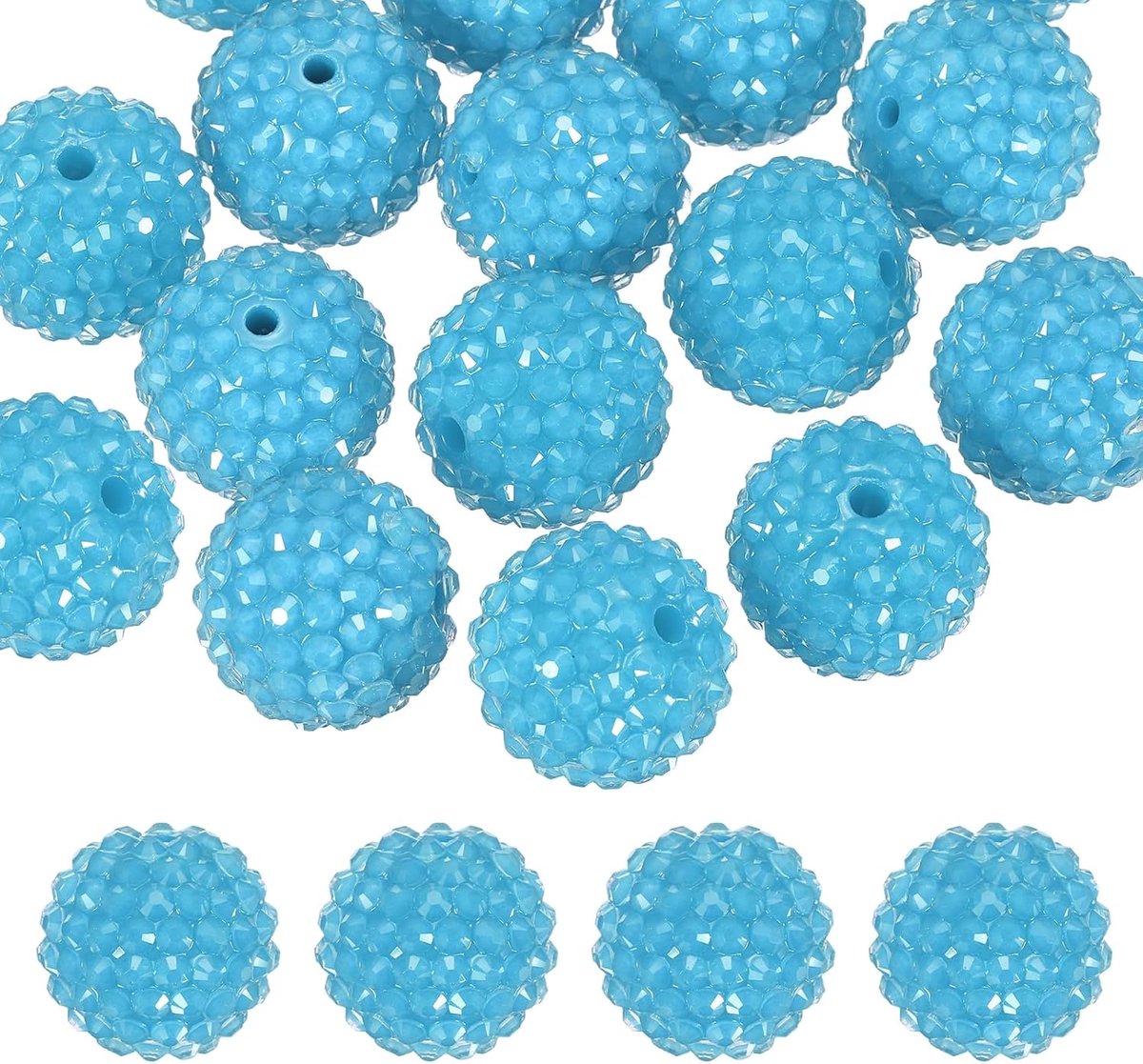 Kralen voor kralen pen, 10 stuks bal disco sprankelende brok ronde bubblegum kralen voor kralen sleutelhanger sieraden maken doe-het-zelf ambacht, blauw
