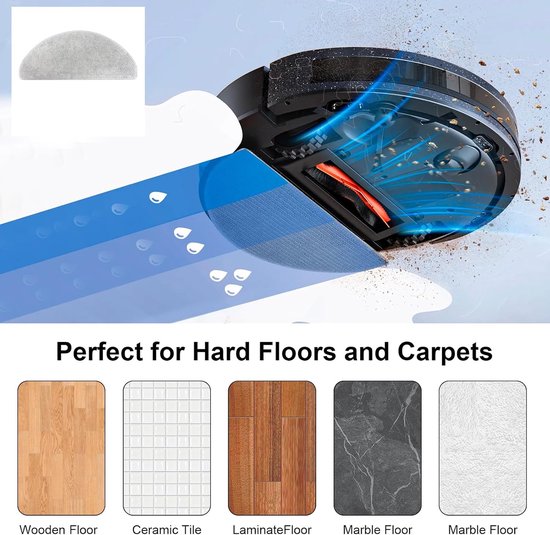 Pads voor Lubluelu L20, voor Honiture V8 Pro robotstofzuiger accessoires, stofzuiger robotstofzuiger onderdelen — afbeelding 5