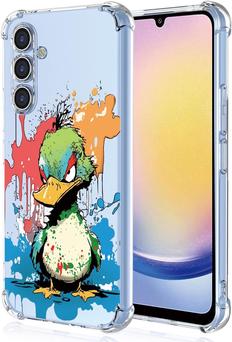 Transparant hoesje voor Samsung Galaxy A55 5G - Schattig cool patroonontwerp, slanke transparante beschermhoes, zachte TPU schokbestendige bumperhoes (eend)