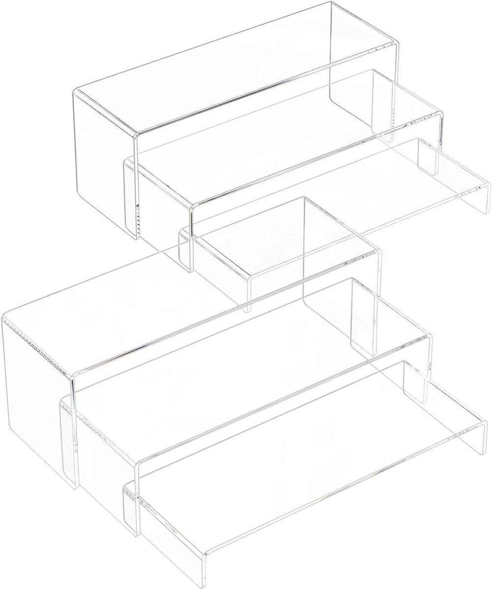 6 Stuks Acryl Display Risers, Duidelijke Stijgerplank Showcase voor Buffet Cupcake, Poppen, Anime Karakters, Parfums, Sieraden, Duidelijke Product Stand, Acryl Risers voor Display (SetD)