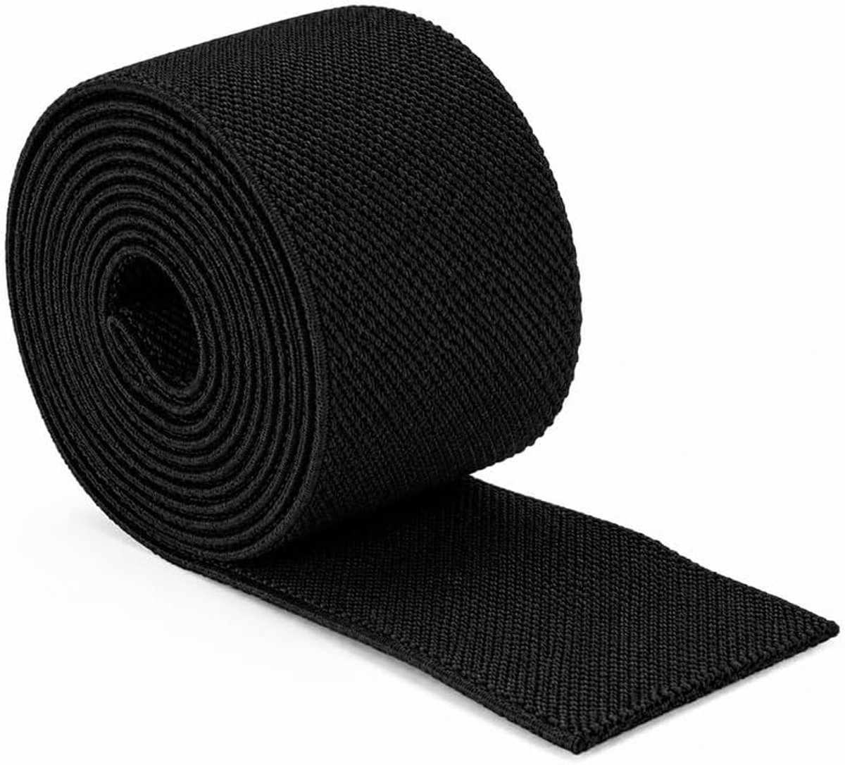 (Zwart) Elastisch 50 mm x 2 Yards Dubbelzijdig voor riem | Platte elastische rol van polyester, zeer rekbaar, voor naaien, doe-het-zelf, kleding. zwart