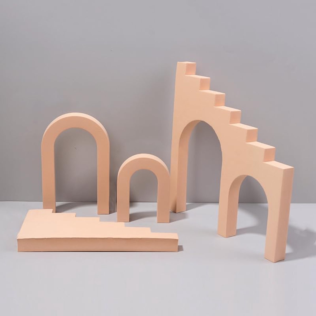 Geometrische Vormen Fotografie Props voor Sieraden en Cosmetische Flat Lay (Beige Ladder Combinatie)