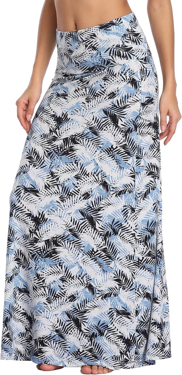Dames Comfortabele Elastische Hoge Taille Maxi Rok Boho Flared A-lijn Lange Yoga Rokken
