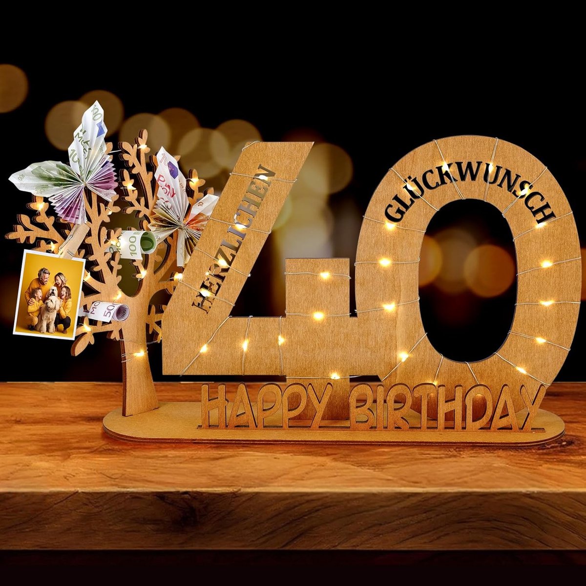 Origineel verjaardagscadeau voor vrouwen & mannen - geldgeschenken verjaardag met houten bord gastenboek verjaardagsdecor verjaardagsnummers houten bord gasten (40)