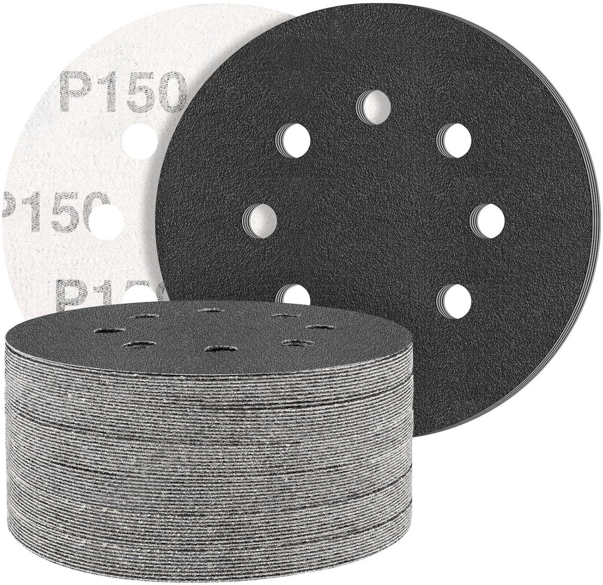 50 vellen siliciumcarbide schuurpapier 125 mm korrel 150 professioneel 125 rond 8 gaten nat en droog ideaal voor metalen auto's