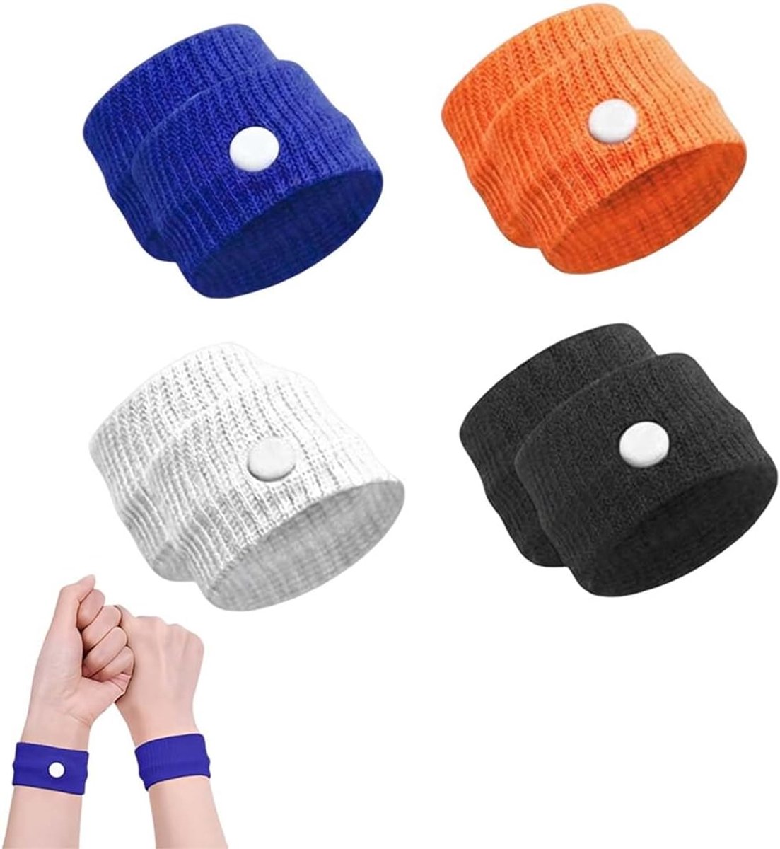 4 paar armbanden tegen duizeligheid, acupressuurarmbanden bij misselijkheid, snelle verlichting voor reizen in de auto, bus, boot en vliegtuig, meerkleurig