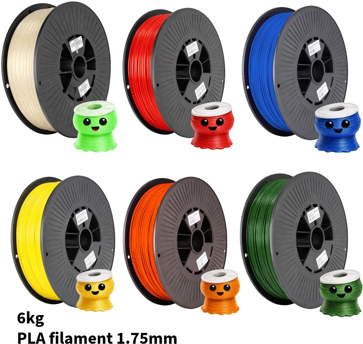 PLA+ Regenboog Voordeelpakket 6KG 3D Printer Filament 1.75 mm - Hoge Kwaliteit en Duurzaam - Compatibel met Creality, Bambu Lab, Esun en Meer - Perfect voor Prototypes, Modellen en Accessoires - Professioneel en Thuisgebruik