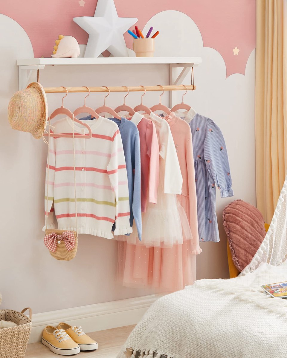 50-delige Kinderkledinghangers Set - Fluwelen Kleerhangers met Haakjes - Antislip & Ruimtebesparend Design - Voor Baby- en Kinderkleding, Rokjes & Broeken - Lichtroze met Roségouden Haken