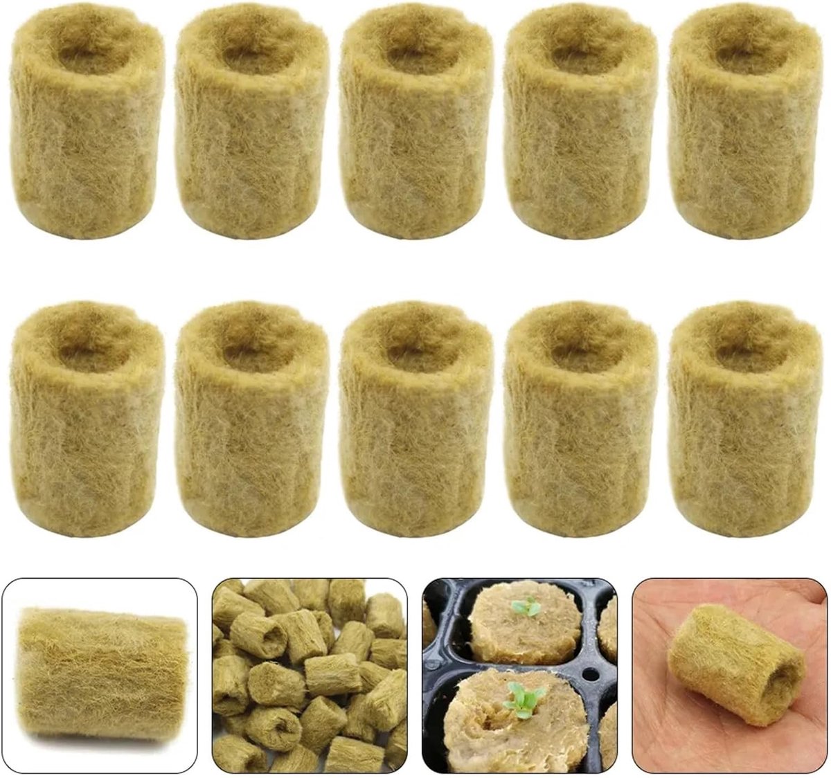 50 Stuks Rockwool Cubes voor Hydrocultuur, Ideaal voor Zaailingen en Groei van Planten, 2x2.7 cm, Groeisubstraat voor Effectieve Teelt