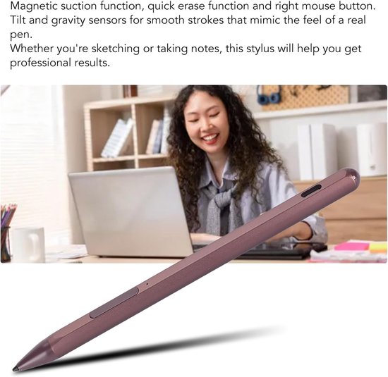 Styluspen, MPP 2.0 Tilt Palm Rejection Oplaadbare Actieve Pen met 3 Vervangende Penpunten, Laptop Stylus Pen met 4096 Drukgevoeligheid (-2612240035114) — afbeelding 4
