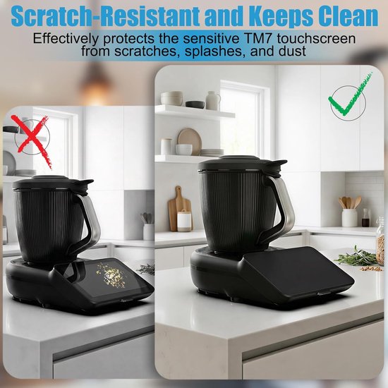 Displaybescherming voor Thermomix TM7, TM7 accessoires, voedselveilige displaybescherming voor het scherm, krasbestendig, waterdicht, gemakkelijk te reinigen, zwart — afbeelding 3
