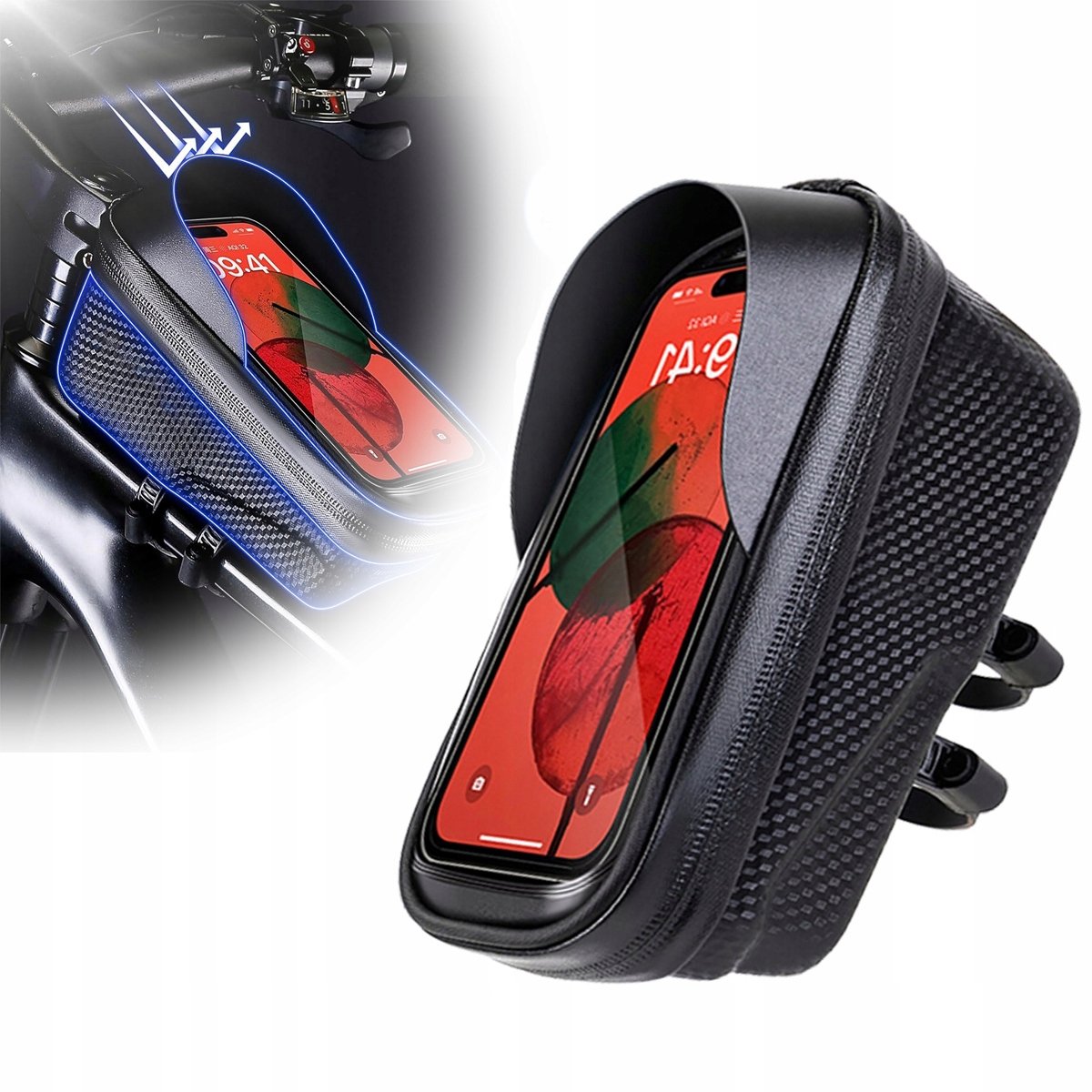Waterdichte Fietstas Telefoonhouder 2-in-1 - Zwart