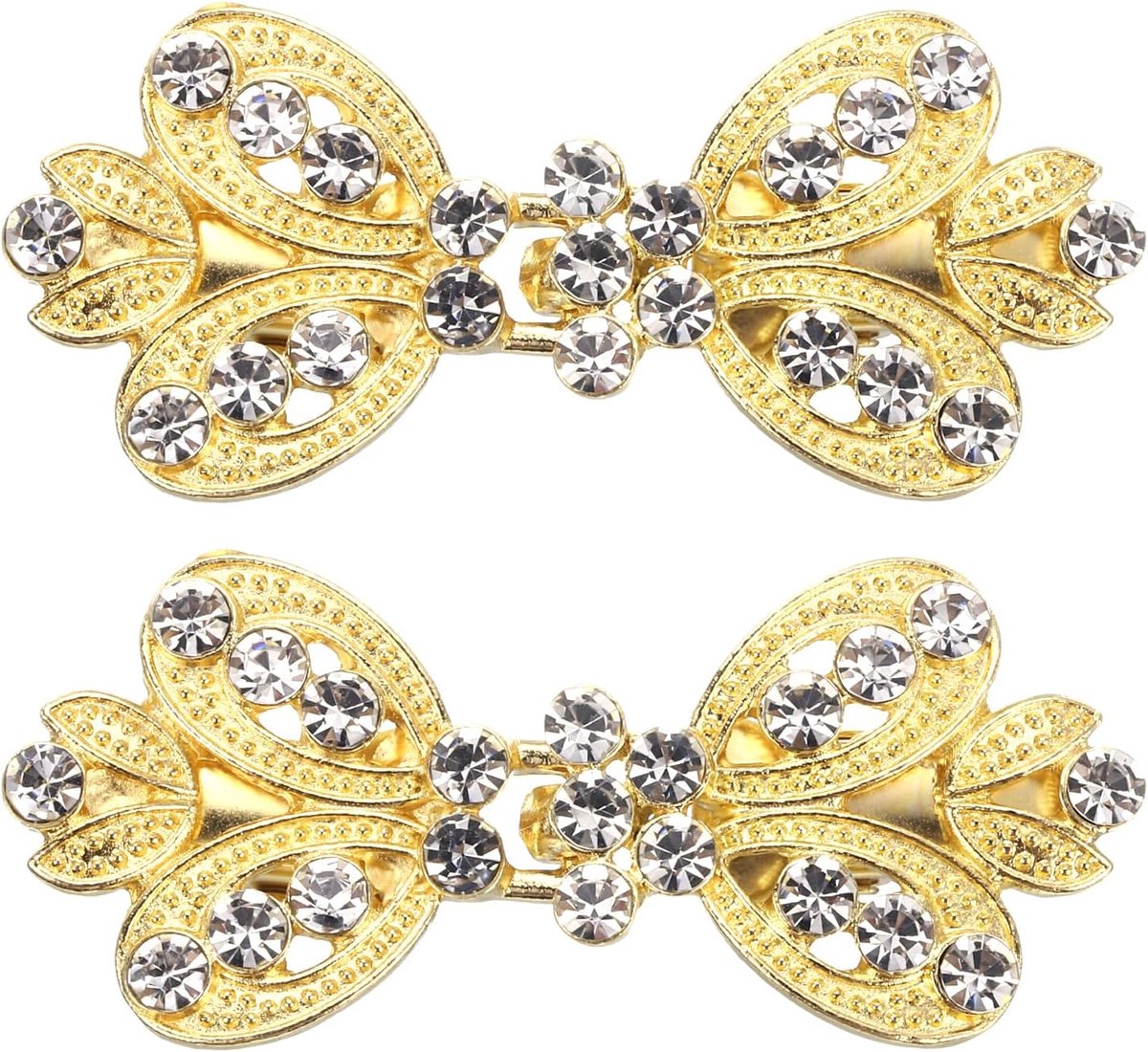 2 stuks vintage pulloverclips, cape-sluiting, retro, cardiganclips, schouderkleppen, sluiting, jurk, hemd, broche, clip voor vrouwen (goud)