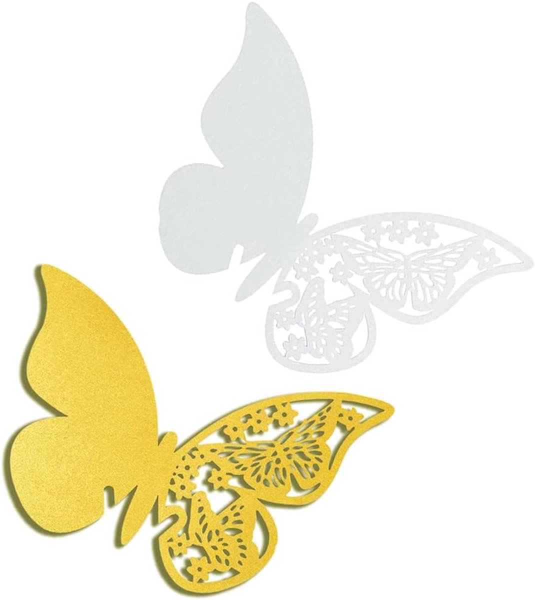 Vlinders, plaatskaarten, vlinderdecoratie, mooi hol patroon, voor eettafel, bruiloft, feest en huisdecoratie, verjaardagen, jubilea, 50 stuks