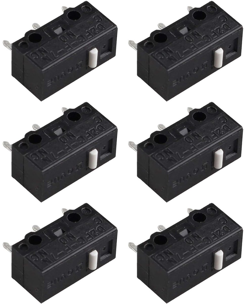 Microreschakelaar voor muis, compatibel met Logitech Razer Roccat SteelSeries Apple MS, 6 stuks