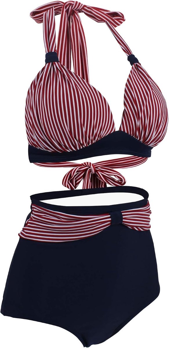 Retro jaren '50 badmode bikini set push-up hoge taille bikinibroek buikweg