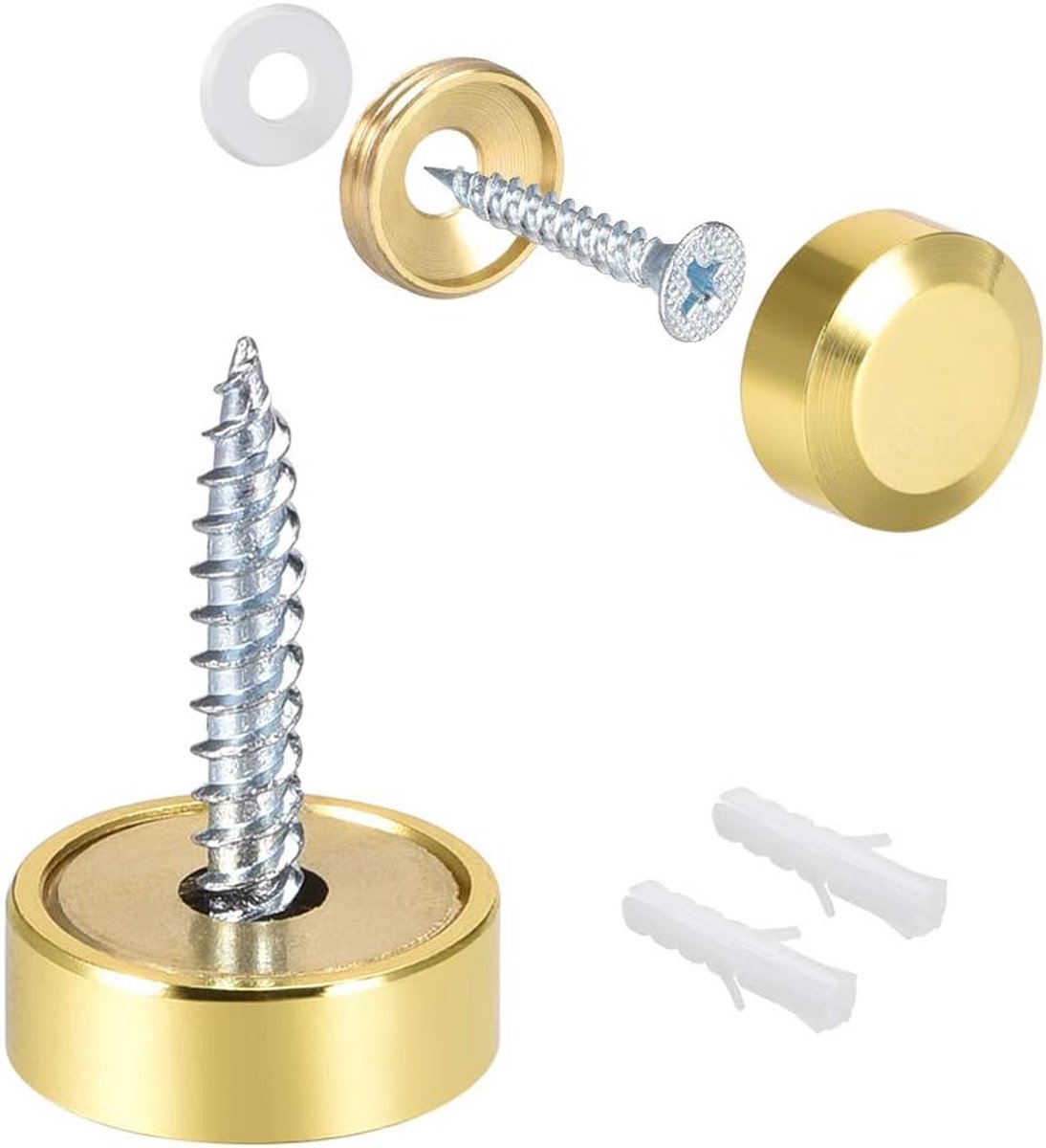 Sourcing map 2 stuks spiegelschroeven decoratieve doppen afdekking nagels gepolijst goud 16 mm