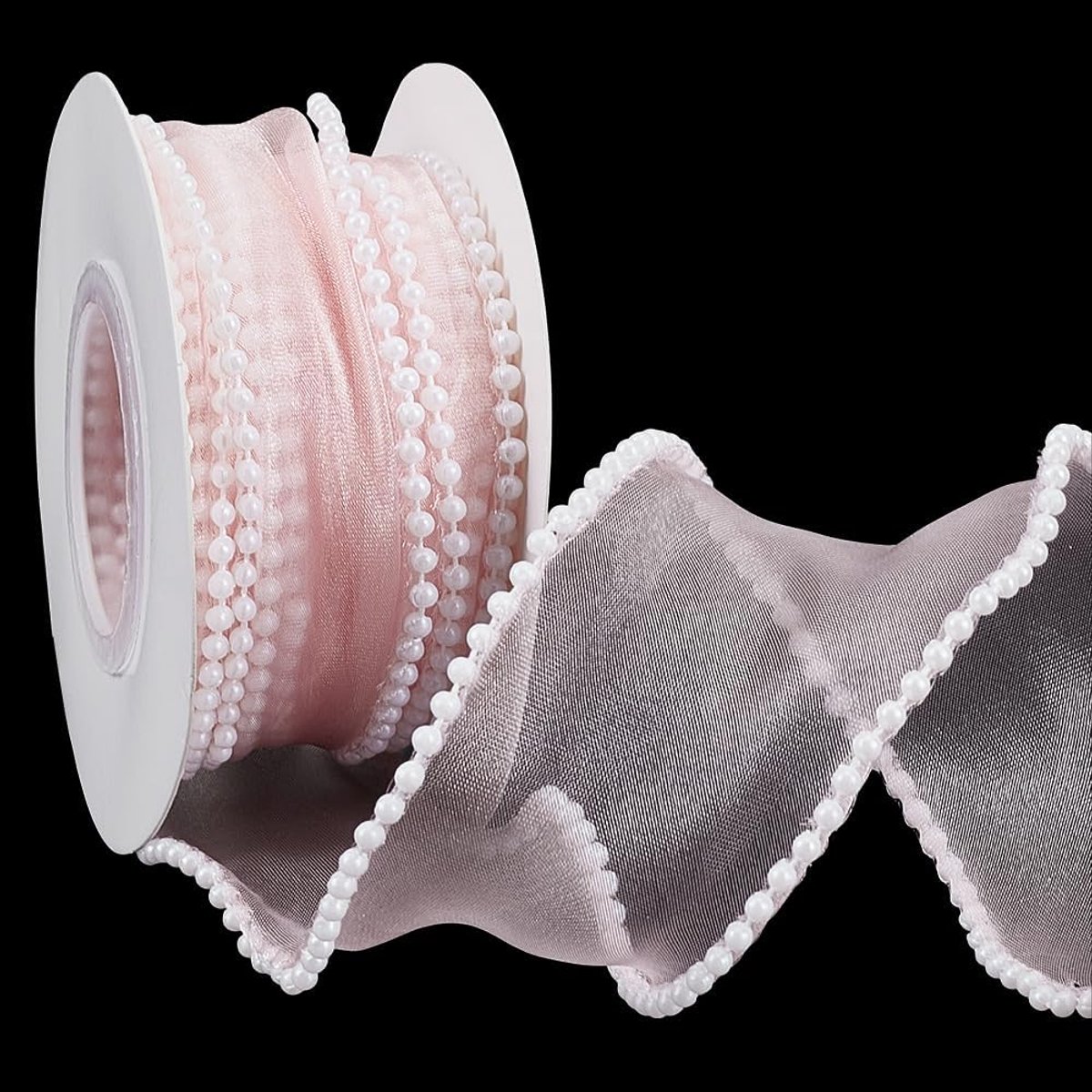 4,5 m roze doorschijnend draad lint met parelranden 40 mm parelrand doorschijnende draadlinten bedraad lint voor vlinderdas maken kransen boeket geschenkverpakking bruiloft bruids douche