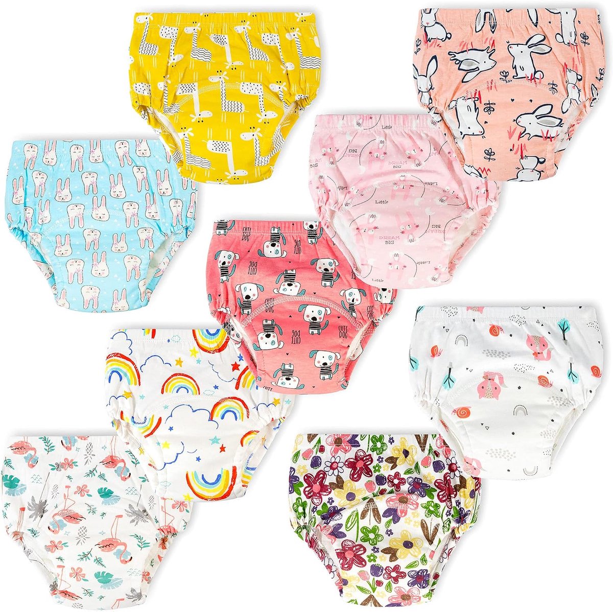 Trainingsbroek voor kinderen, 9 stuks, luierbroekjes voor kinderen, zacht en ademend, trainingsbroek, potje, ondergoed, toilettraining, ondergoed, oranje, 4 Jaar