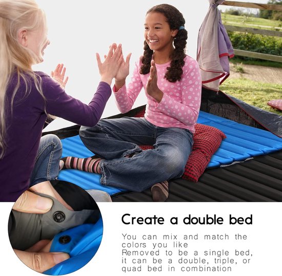 Zelfopblazende Campingmat Voetpers Opblaasbare Mat Ultralichte Opblaasbare Slaapmat Waterdicht Matras 10 CM Verdikte Dubbele Slaapmat (Blauw) — afbeelding 4