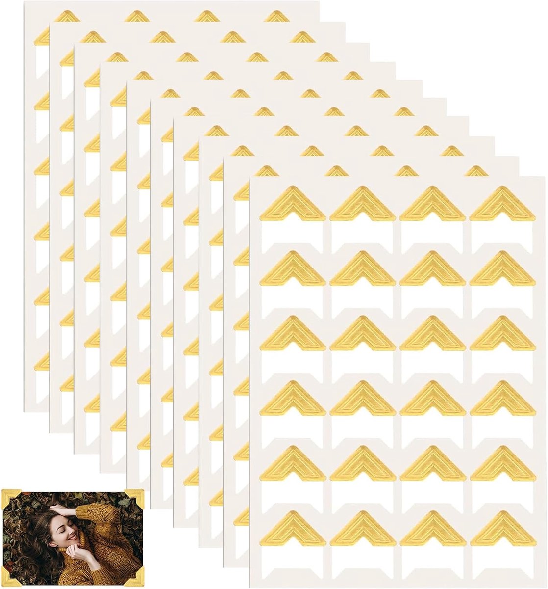 240 fotohoeken, goudkleurig, zelfklevende papierrand, fotohoekpapier voor doe-het-zelf, fotografie, album, scrapbooking