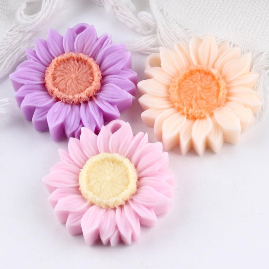 Zonnebloemen kaarsvorm chrysanten siliconen kaarsvorm zonnebloemen hars gietvorm voor kaarsen thuis decoratie mal aromatherapie gips kaarsen klei ambachten — afbeelding 4
