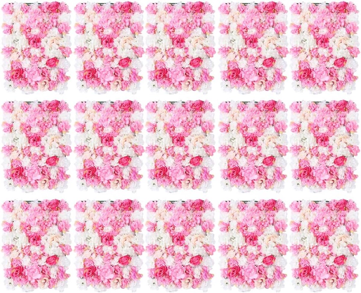 Kunstbloemen wandpaneel 60 x 40 cm bloemen wandpaneel bloemen achtergrond kunstbloemen bruiloftsdecoratie rozen rozenwand voor woondecoratie, bruiloftsfeest, fotoachtergrond in