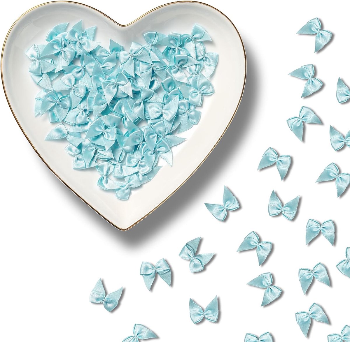 100 Stuks Strikjes Decoratie Mini Kerst Strikken Hemelsblauw | 2,5 cm x 2,5 cm Kleine Geschenkstrikken Kerststrikken Decoration Cadeau Kerstmis Bruiloft Verjaardag Valentijnsdag