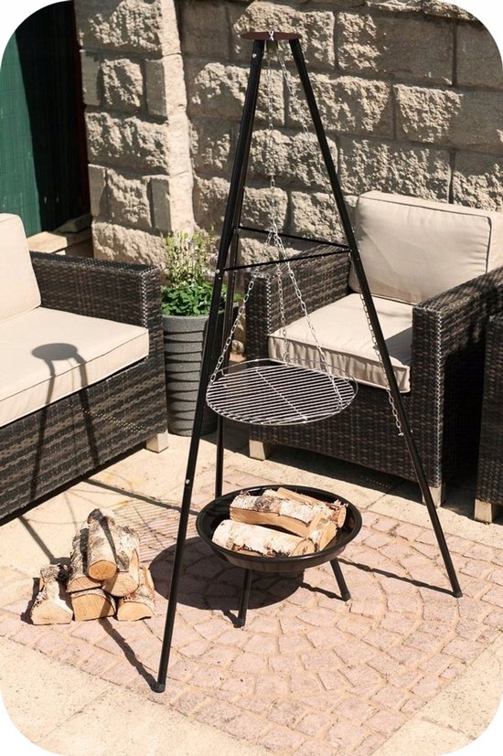 Merkloze 2-in-1 Tuinhaard en Grill met Statief — afbeelding 3