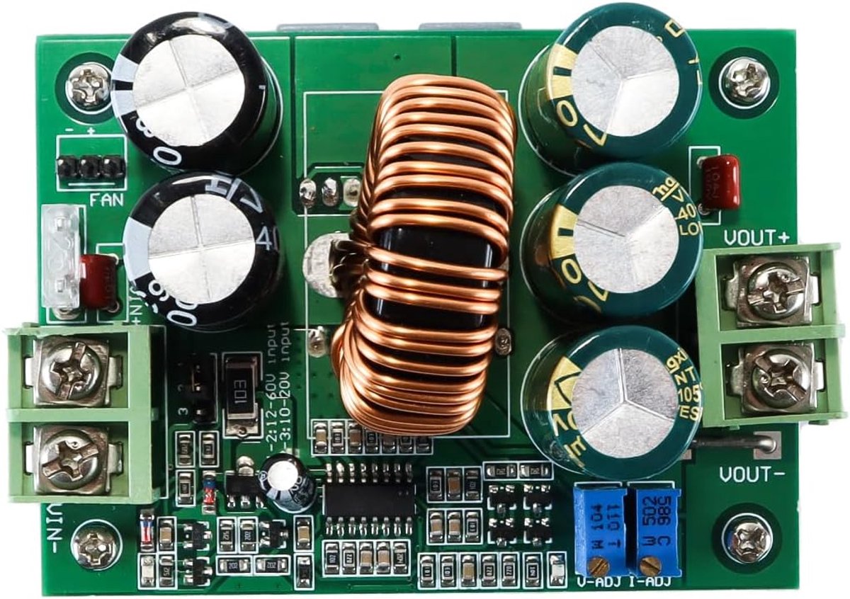 1200W DC naar DC step-up converter, DC10-20V naar 12-60V boost converter, instelbare laadvoedingsmodule voor laadvoeding, elektrische voertuigen