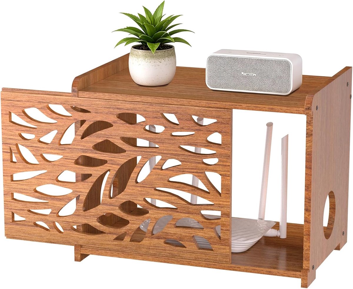 Wifi-modem, opbergdoos, router-organizer | Wifi-box Hider kabelbeheer voor woonkamer, kantoor, hout, bruin, wifi/wifi-opbergdoos, 40 x 31 x 26 cm