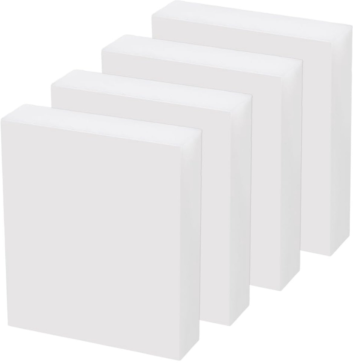 Kunststof blokplaten, 4 stuks, van HDPE, 89 x 76 x 20 mm, rechthoekig, wit, polyethyleen, massieve kunststof blokken voor doe-het-zelfprojecten op het gebied van vloerrenovatie
