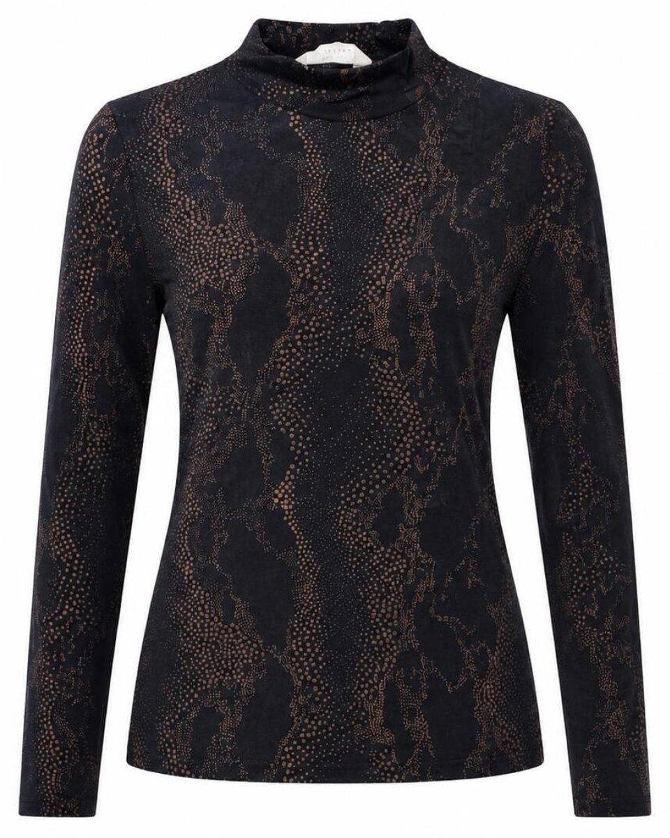 NED Top Milans Plain Ls Black Snake Print Mesh 26w1 Ss035 01 900 Black Dames Maat - S