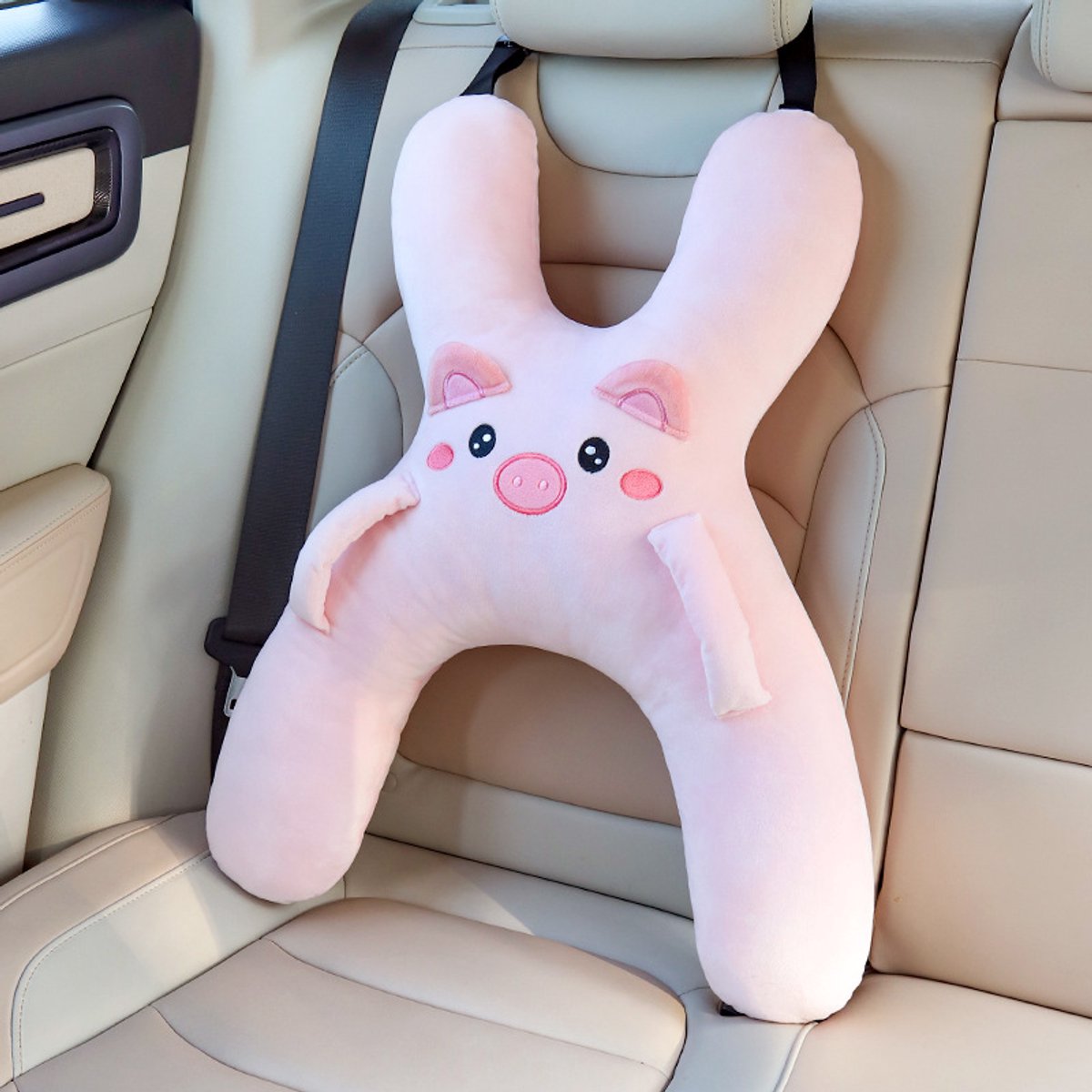 Casalora – Reiskussens en slaapmatjes voor peuters – Slaapkussens voor lange autoritten – Slaapkussens voor kinderen in de auto – Pluche baby + PP-katoen – H-vormig ontwerp – Hoofdsteun – Verstelbare gesp – Bevestiging met autogordel – Universeel