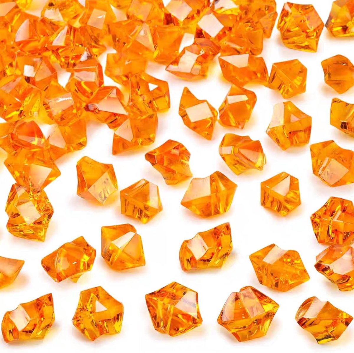 Crushed Ice Rocks, 500 g acryl decoratieve diamanten, acryl kristalstenen, helder gekleurde stenen voor het vullen van decoratieve vazen en om te knutselen, oranje-rood