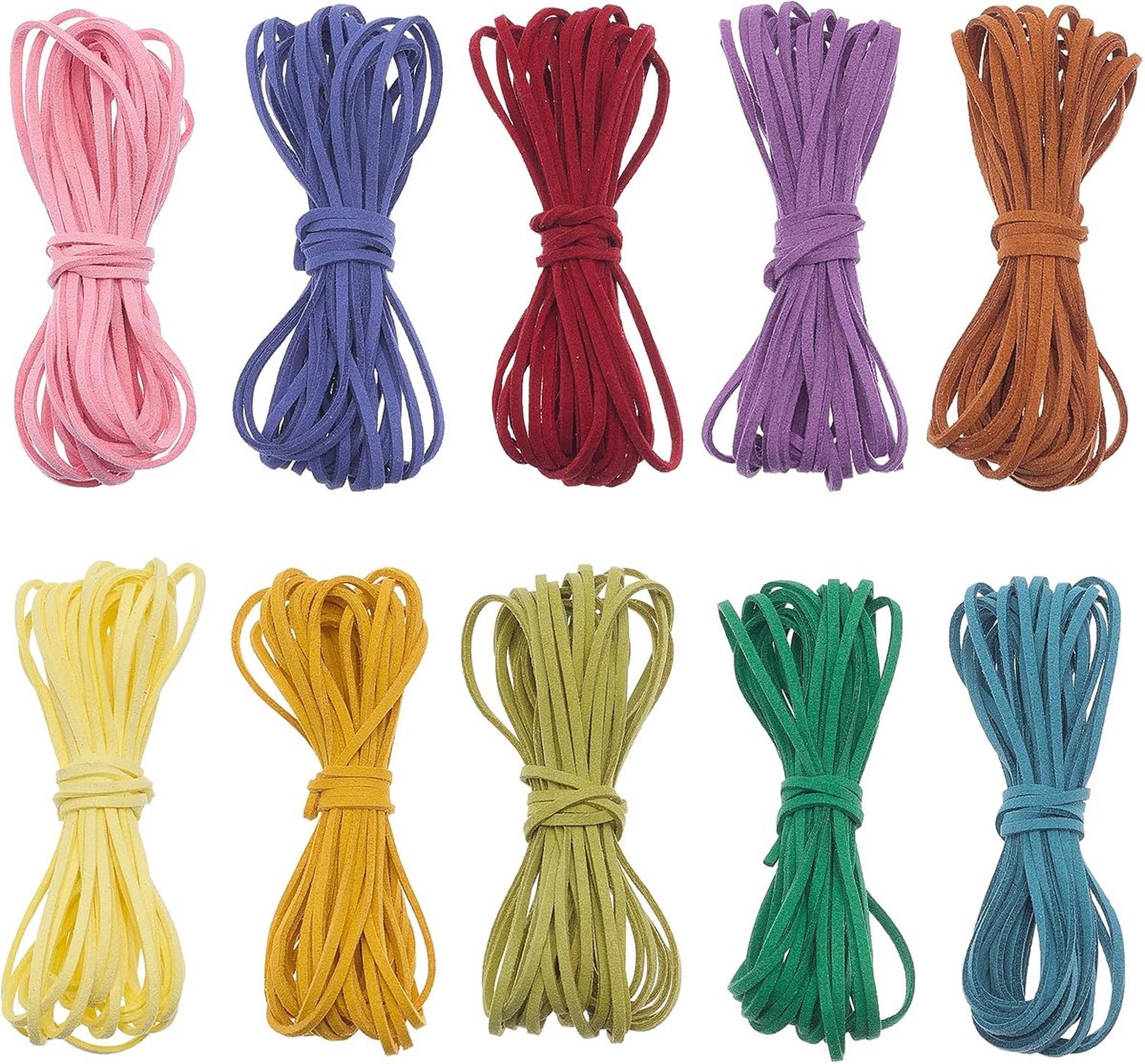 10 bundels platte suède band, 3 mm, veelkleurig imitatie suède, accessoires voor het naaien van armbanden, halskettingen, kralen