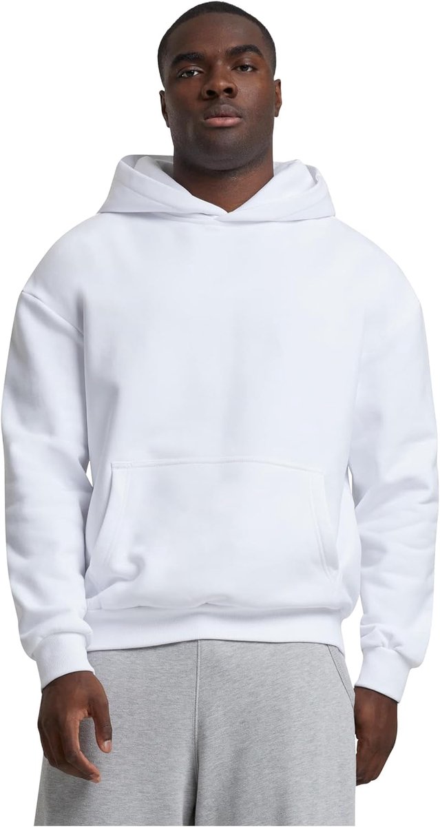 Classics Herentrui met capuchon, ultra heavy oversized hoodie, casual hoodie voor mannen, oversized fit, wit, M