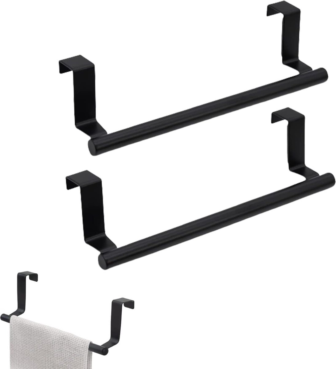 2 stuks handdoekstangen, keukenhanddoekhouder, praktische handdoekhouder, hangende handdoekhouder, roestvrij stalen wandhanddoekhouder, voor kastdeuren, badkamers