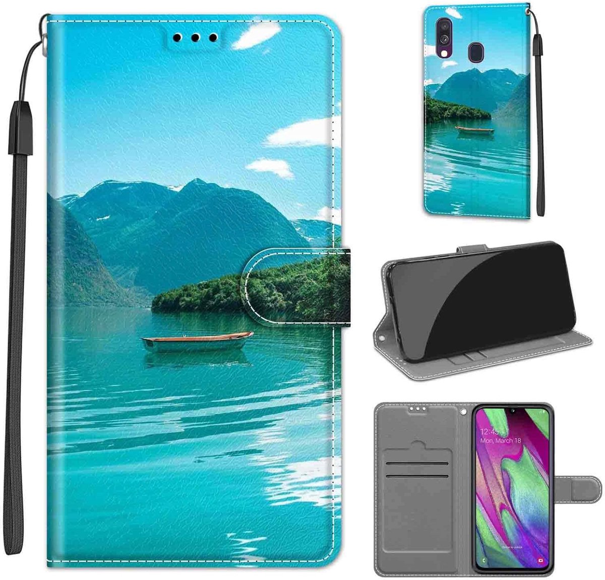 Hoes voor Samsung Galaxy A40, boot | Duurzaam PU-leer, Klaphoes met rondom bescherming, Kaartsleuven, Standfunctie