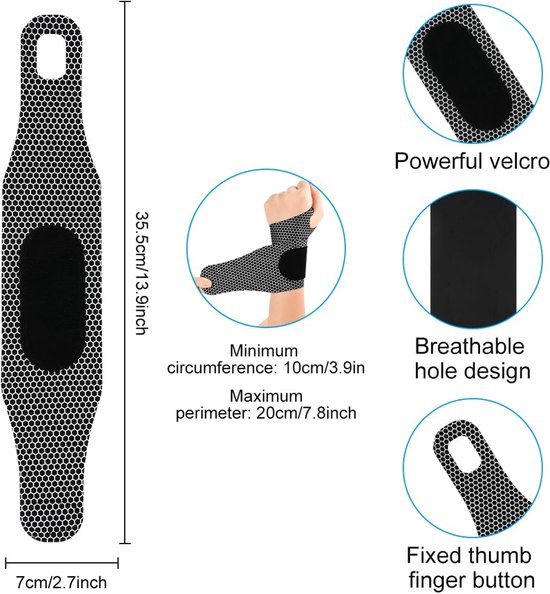 Elastische polsbrace, ultradun, ademend, polsbrace met ultradunne peesmantel, voor artritis, tendinitis, carpale tunnel en verstuiking, dames en heren — afbeelding 4