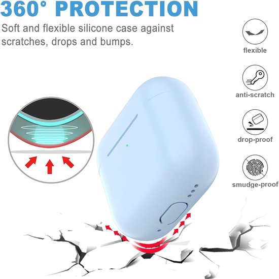 Hoes voor Airpods Pro 3, dun beschermend Silicone Case voor Air Pods Pro 3 2025 (USB-C) Skin Front LED zichtbaar siliconen hoesje, Lichtblauw — afbeelding 5
