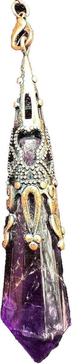 Zeshoekige kristallen slinger, vintage, voor radiesthesie, chakra-slinger Reiki, waarzeggerij, meditatie, Wicca (amethist)