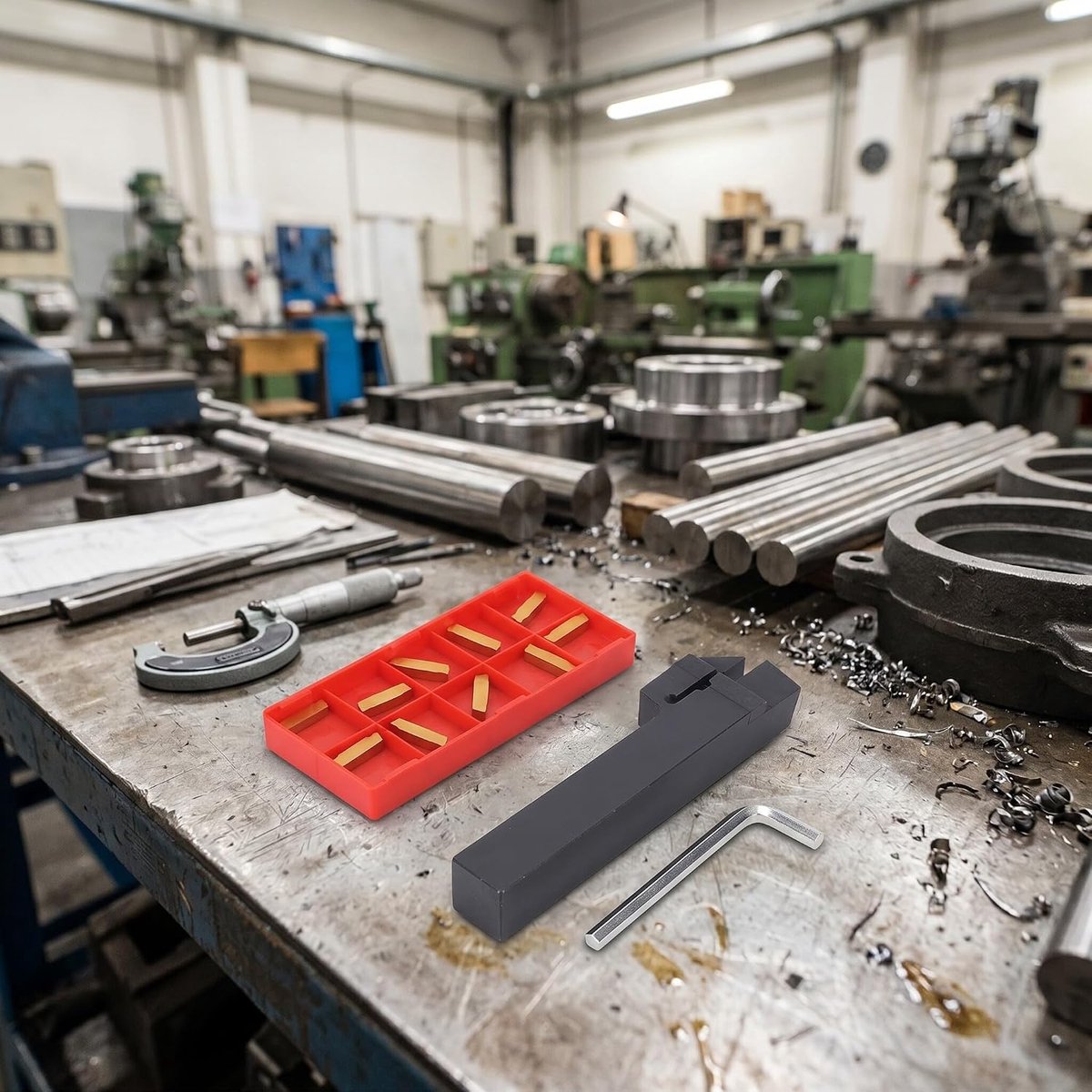 100 Mm CNC-draaibank-draaigereedschaphouder, Metalen Draaibank-afscheidsgereedschap CNC-draaibank-draaigereedschaphouder + 10 STKS MGMN200-G Wisselplaten + Sleutel