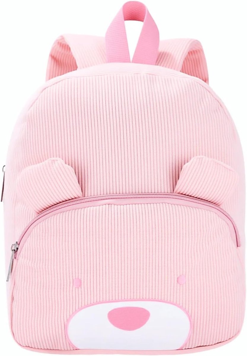 Kleuterschoolrugzak voor meisjes, schattige beerrugzak met versterkte bandjes en zacht materiaal, robuuste rugzak voor kleuterschool, school en outdoor, ideaal voor kinderen van 2-6 jaar