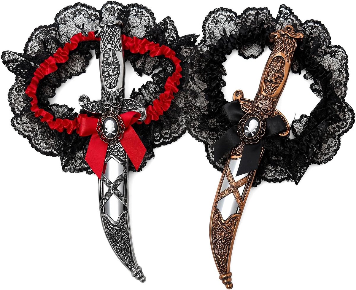 2-delige accessoires piratenkostuum voor dames met zwaard en pistool, set bestaande uit een dump met gebogen lemmet en een recht zwaard, kostuum voor Halloween, Mardi Gras