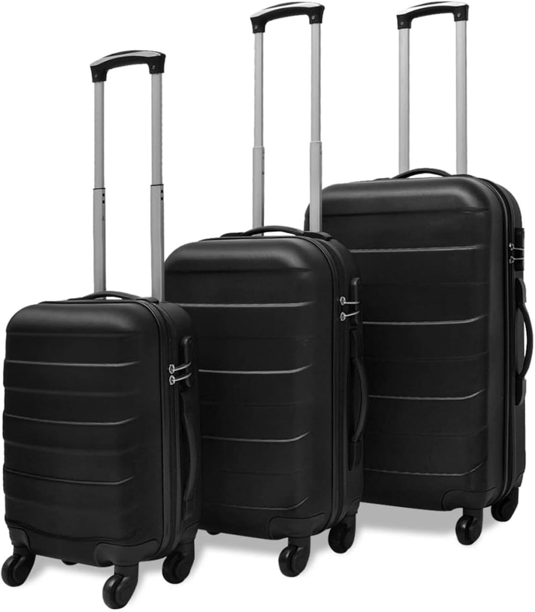 3-delige hardshell trolleyset, zwart, meubels voor thuis, binnen en buiten, woonkamer, slaapkamer, Zwart