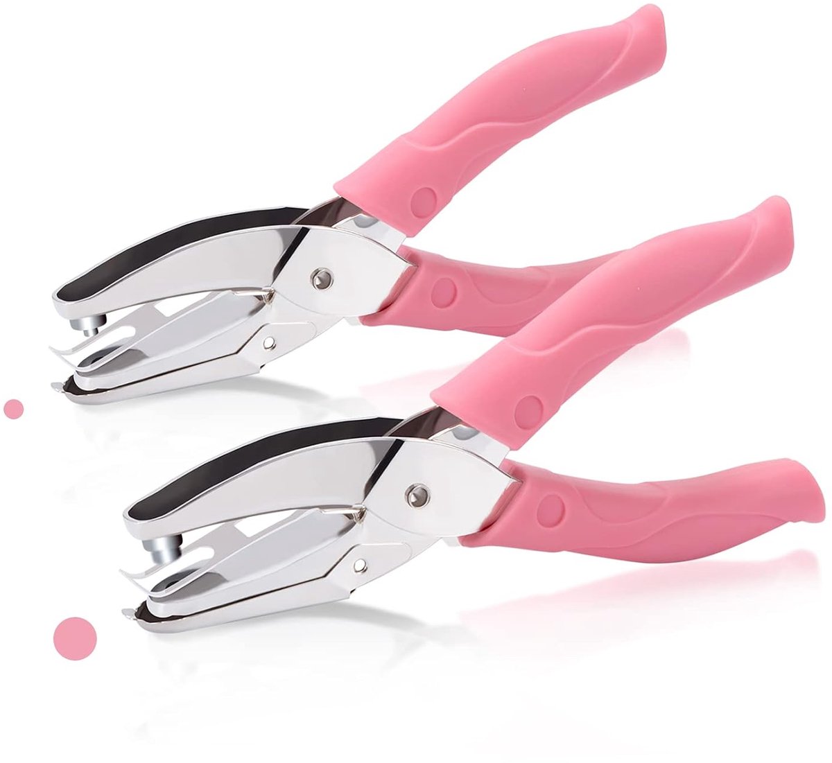 Gatpons, handvasthoudende perforator met roze zachte handgreep, gattang, rond gat 3 mm, 6 mm, voor papieren kaarten, 2 stuks